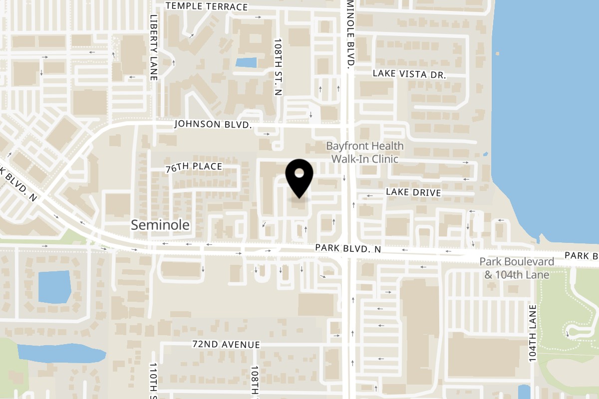 Map showing the location of FIVE BUCKS DRINKERY SEMINOLE on 7498 Seminole Blvd in Seminole
